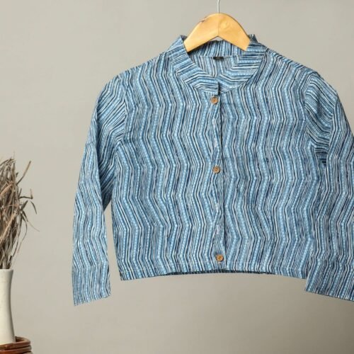 Handmade Block Print Cotton for Women ? Ethnic Floral Printed Top with Long Sleeves