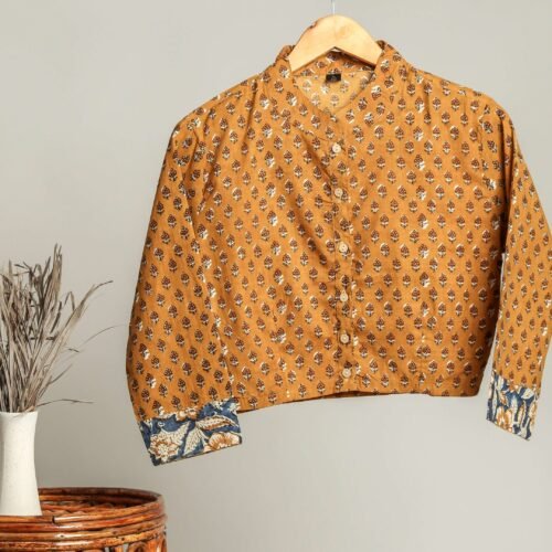 Handmade Block Print Cotton for Women ? Ethnic Floral Printed Top with Long Sleeves