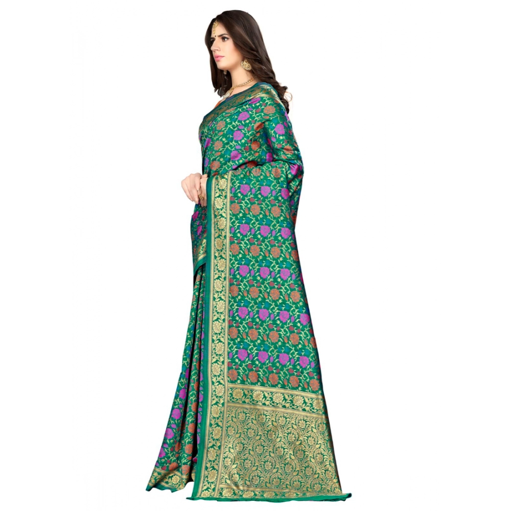 Women's Banarasi silk Saree with Blouse (Multi, 5-6mtr) - Image 2