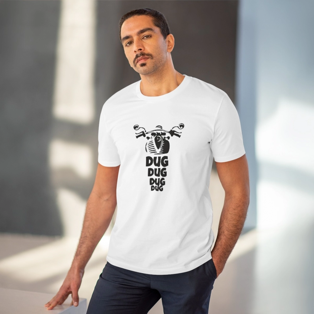 Men's PC Cotton Bike Ride Design Printed T Shirt (Color: White, Thread Count: 180GSM) - Image 2