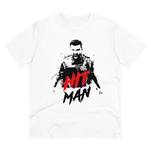 Men's PC Cotton Cricket Design Printed T Shirt (Color: White, Thread Count: 180GSM)