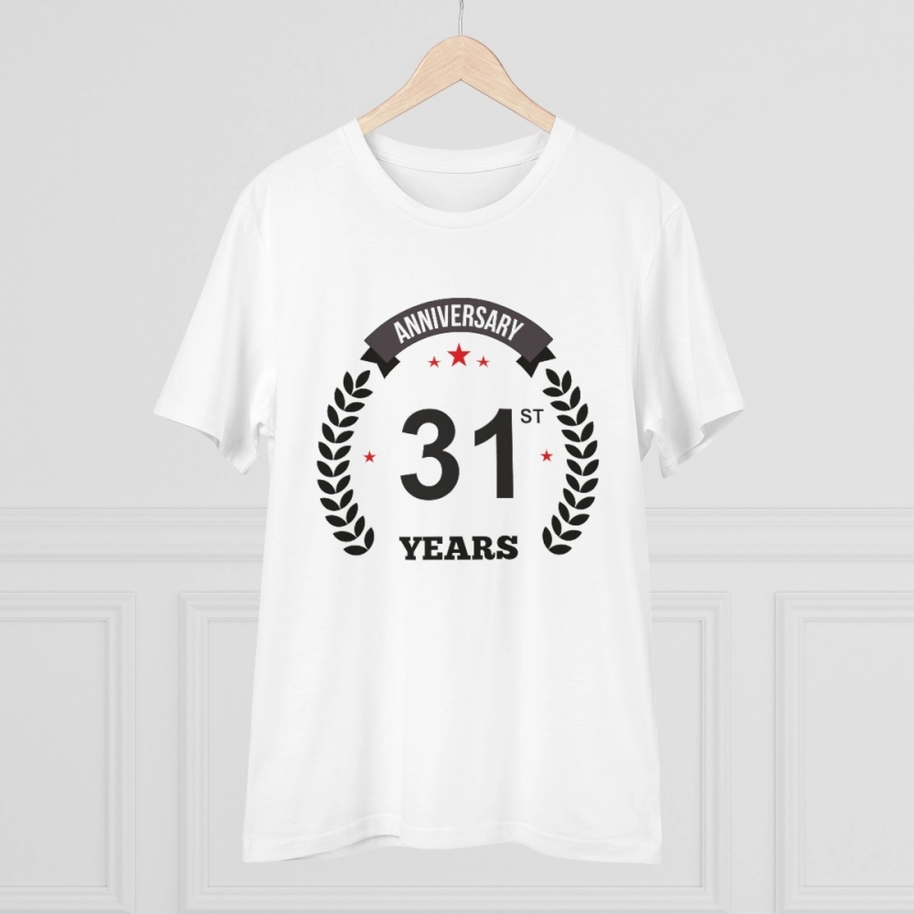 Men's PC Cotton 31st Anniversary Printed T Shirt (Color: White, Thread Count: 180GSM) - Image 5