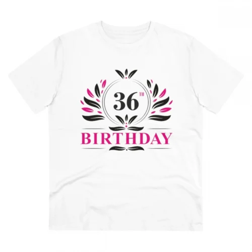 Men's PC Cotton 36th Birthday Printed T Shirt (Color: White, Thread Count: 180GSM)