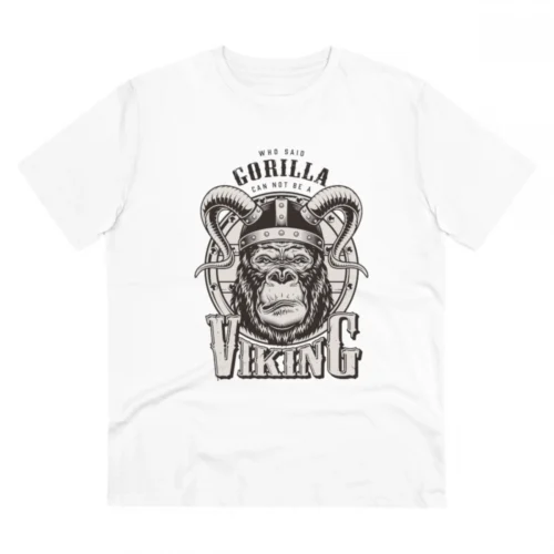 Men's PC Cotton Gorila Desing Printed T Shirt (Color: White, Thread Count: 180GSM)