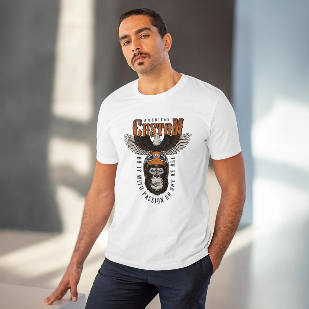 Men's PC Cotton Gorila Desing Printed T Shirt (Color: White, Thread Count: 180GSM) - Image 2