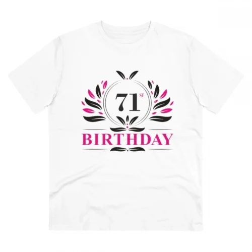 Men's PC Cotton 71st Birthday Printed T Shirt (Color: White, Thread Count: 180GSM)