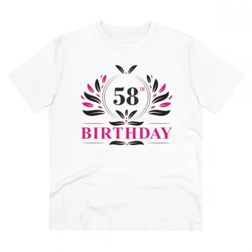 Men's PC Cotton 58th Birthday Printed T Shirt (Color: White, Thread Count: 180GSM)