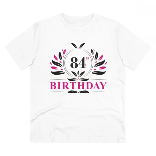 Men's PC Cotton 84th Birthday Printed T Shirt (Color: White, Thread Count: 180GSM)