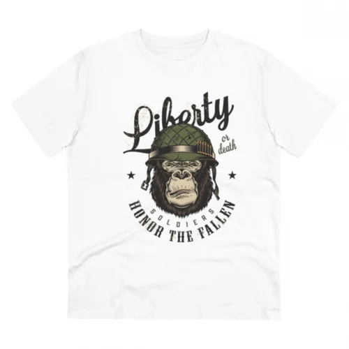 Men's PC Cotton Gorila Desing Printed T Shirt (Color: White, Thread Count: 180GSM)
