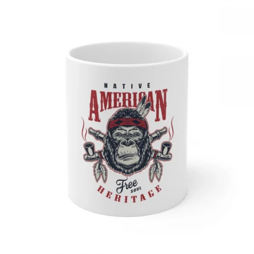 Ceramic Gorila Desing Printed Coffee Mug (Color: White, Capacity:330ml)