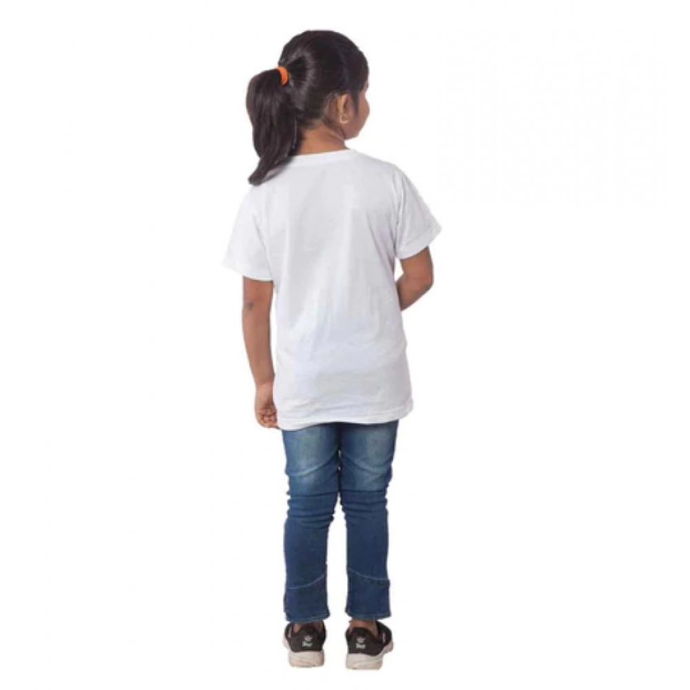 Girls Cotton Tribal Half Sleeve TShirt (White) - Image 4