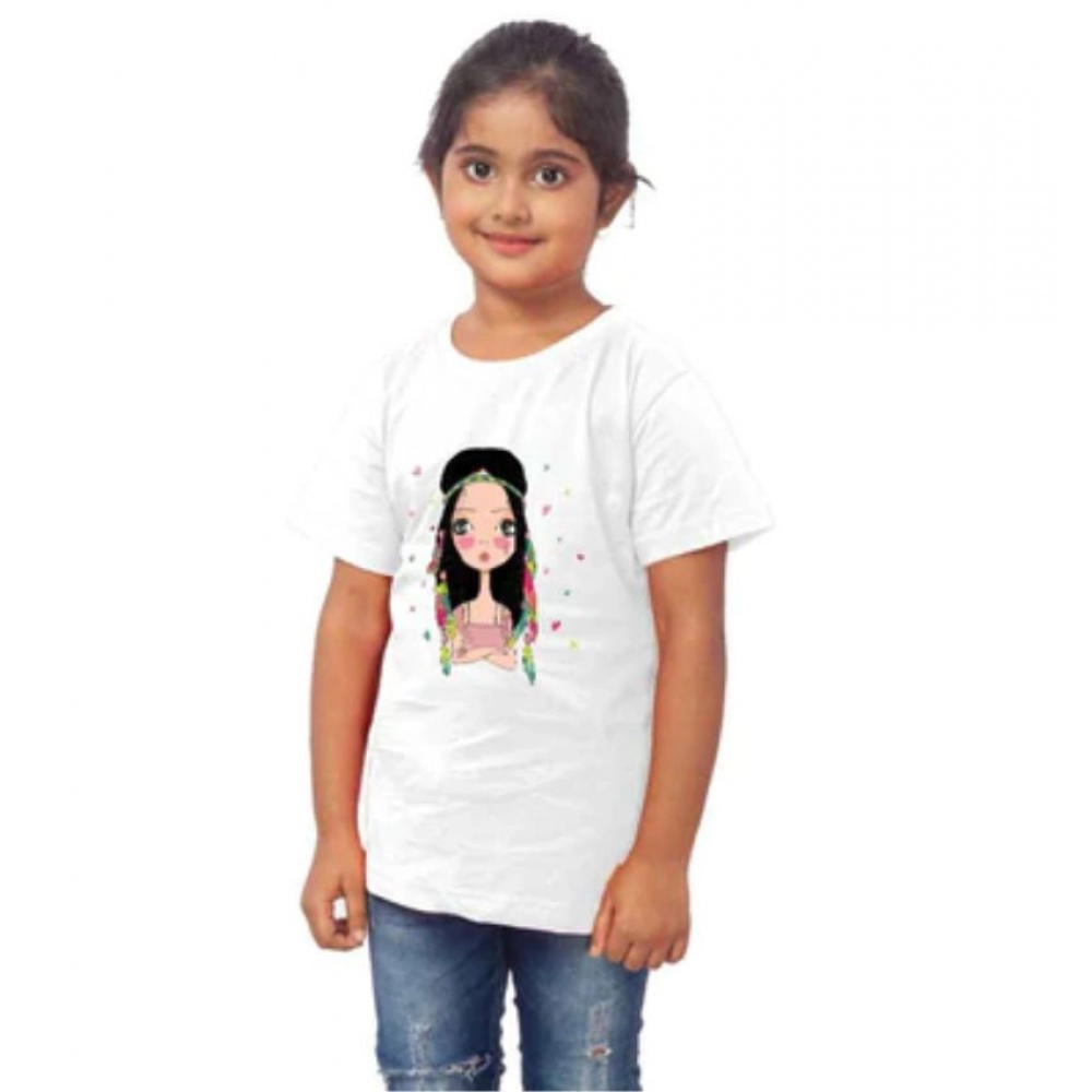 Girls Cotton Tribal Half Sleeve TShirt (White) - Image 2