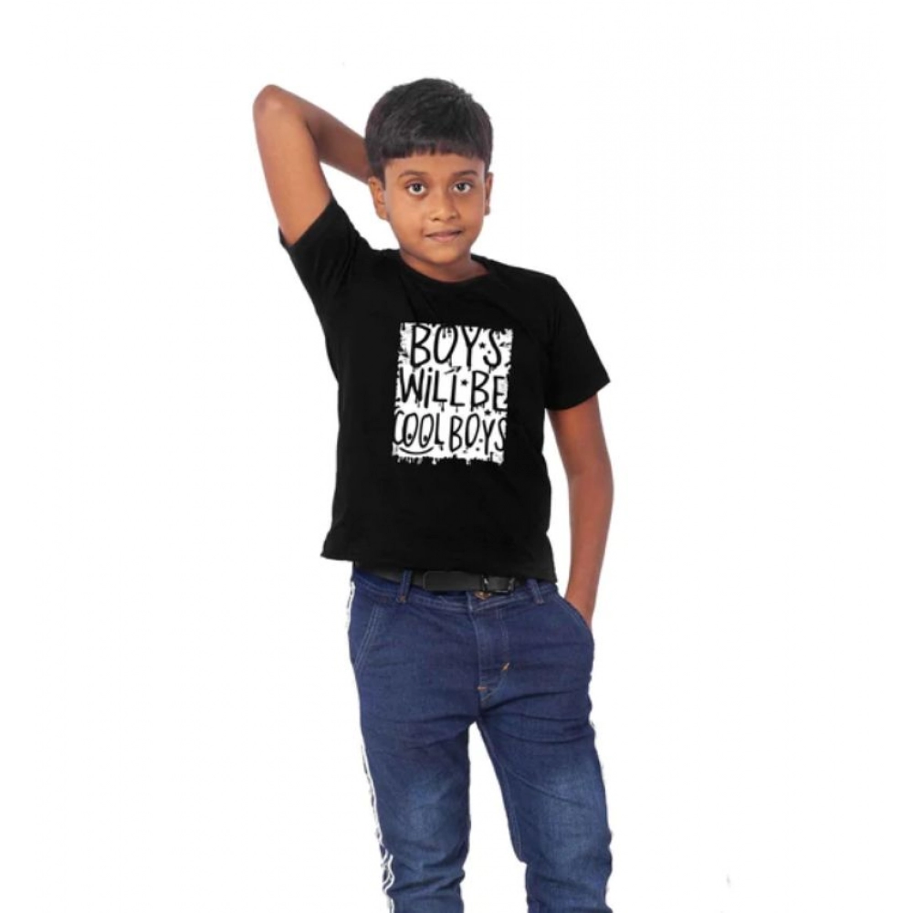 Boys Cotton Will Be Cool Half Sleeve TShirt (Black) - Image 2