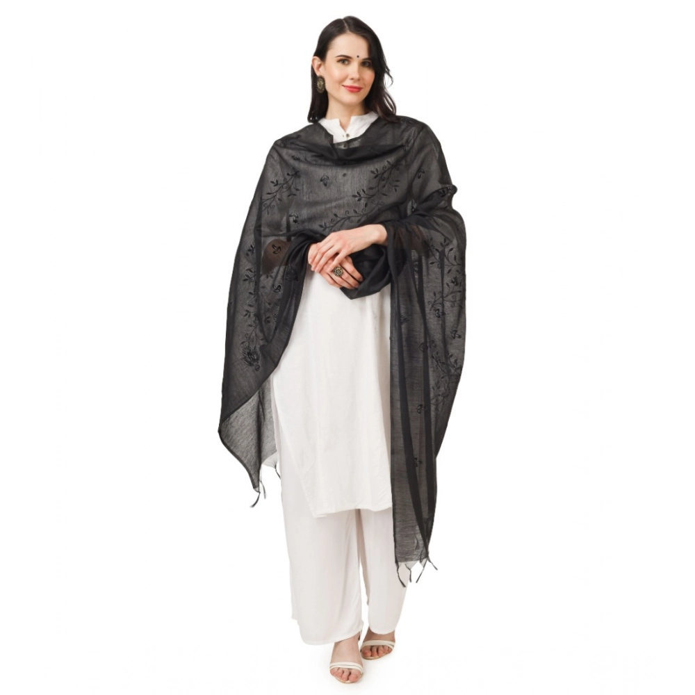 Women's Cotton Embroidered Dupatta (Black, Length: 2.25 to 2.50 Mtr) - Image 5