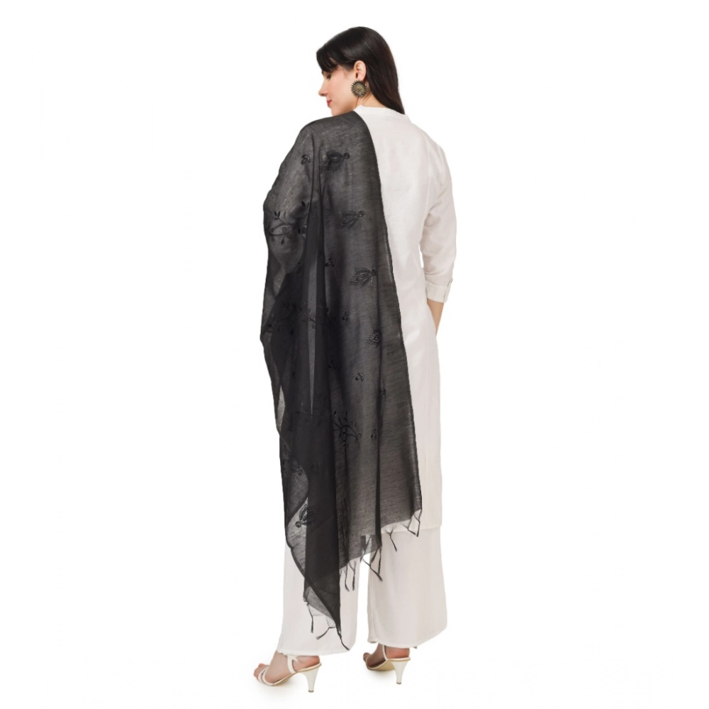 Women's Cotton Embroidered Dupatta (Black, Length: 2.25 to 2.50 Mtr) - Image 4