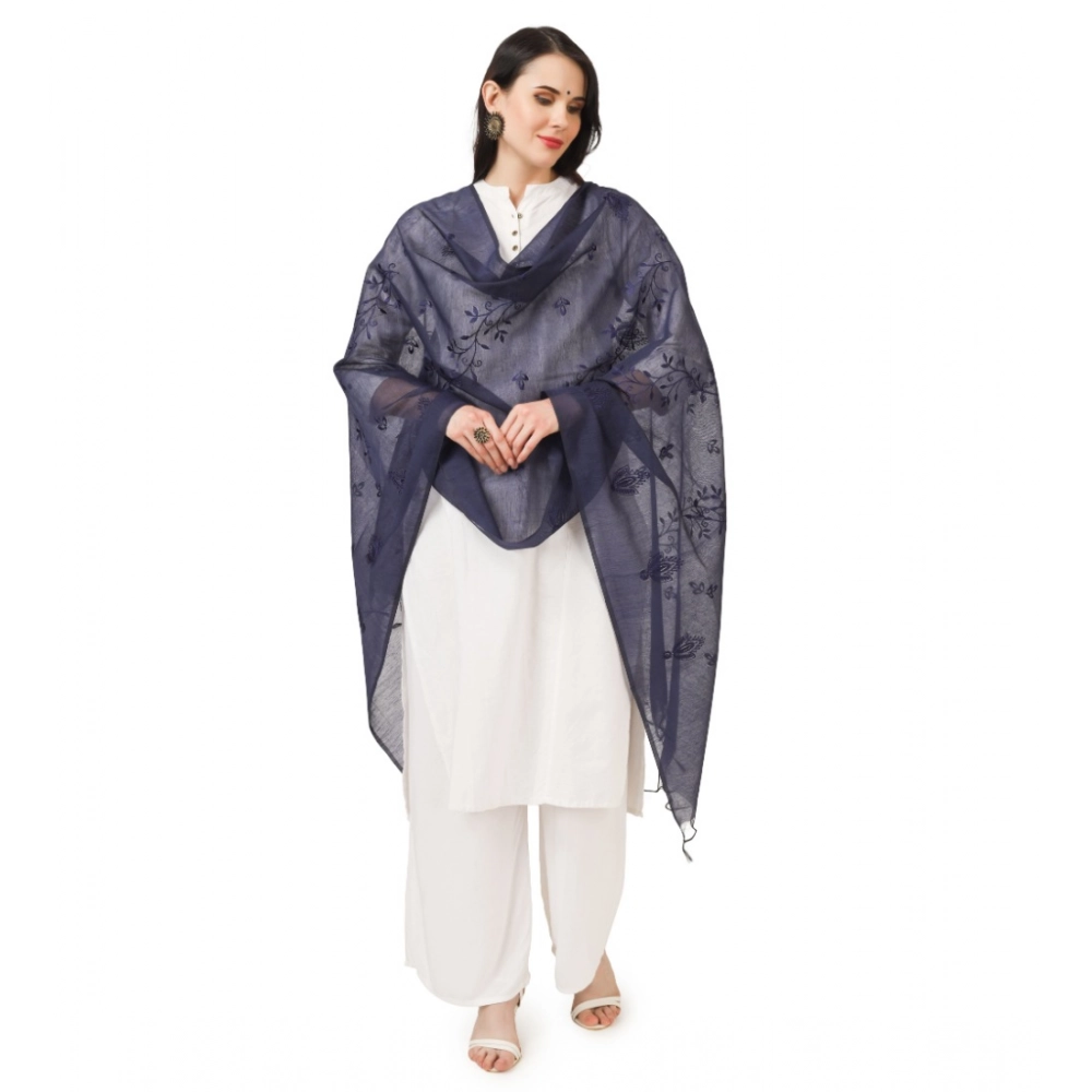 Women's Cotton Embroidered Dupatta (Dark Blue, Length: 2.25 to 2.50 Mtr) - Image 5