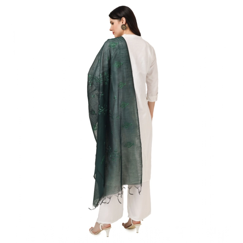 Women's Cotton Embroidered Dupatta (Green, Length: 2.25 to 2.50 Mtr) - Image 4