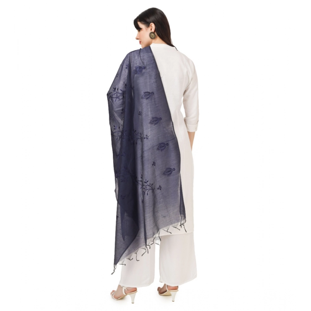 Women's Cotton Embroidered Dupatta (Dark Blue, Length: 2.25 to 2.50 Mtr) - Image 4