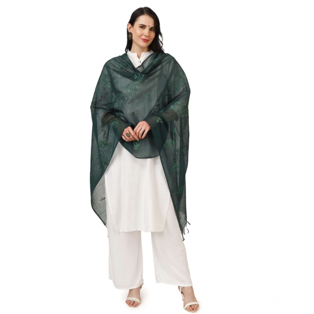 Women's Cotton Embroidered Dupatta (Green, Length: 2.25 to 2.50 Mtr) - Image 5