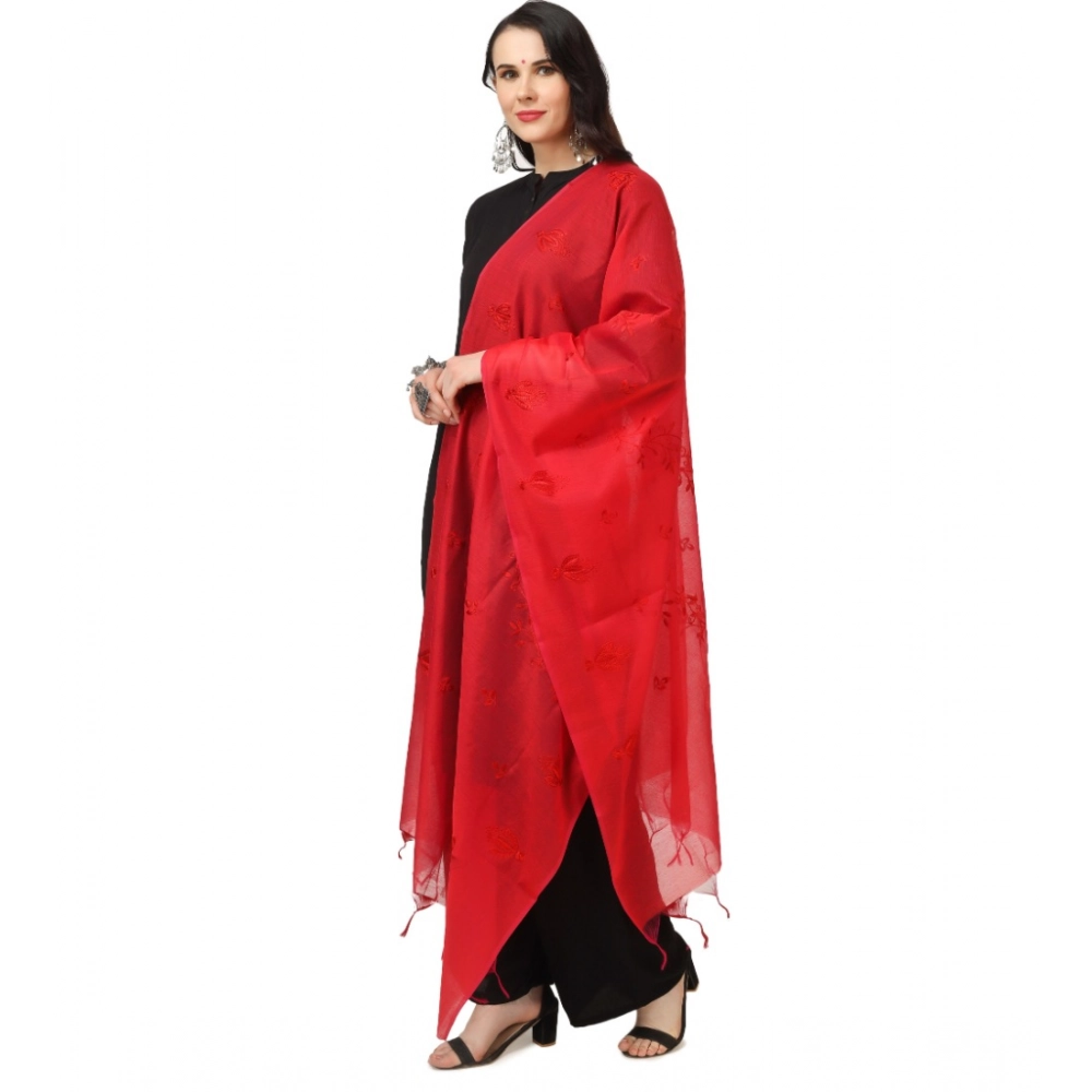 Women's Cotton Embroidered Dupatta (Red, Length: 2.25 to 2.50 Mtr) - Image 5