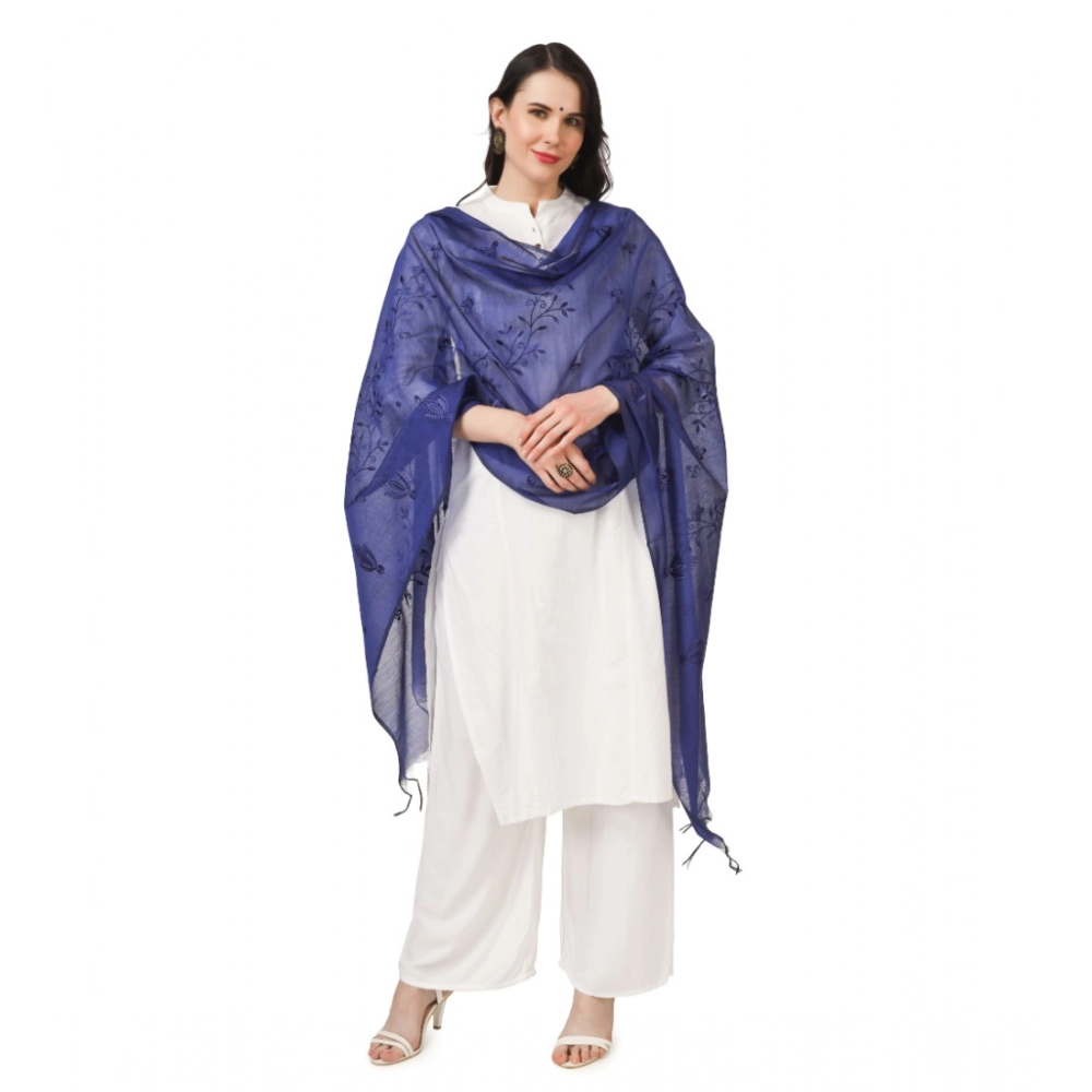 Women's Cotton Embroidered Dupatta (Blue, Length: 2.25 to 2.50 Mtr) - Image 5