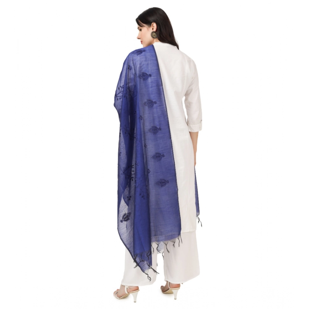 Women's Cotton Embroidered Dupatta (Blue, Length: 2.25 to 2.50 Mtr) - Image 4
