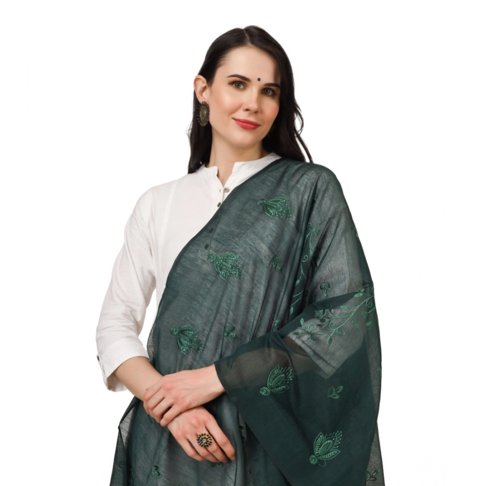 Women's Cotton Embroidered Dupatta (Green, Length: 2.25 to 2.50 Mtr) - Image 3