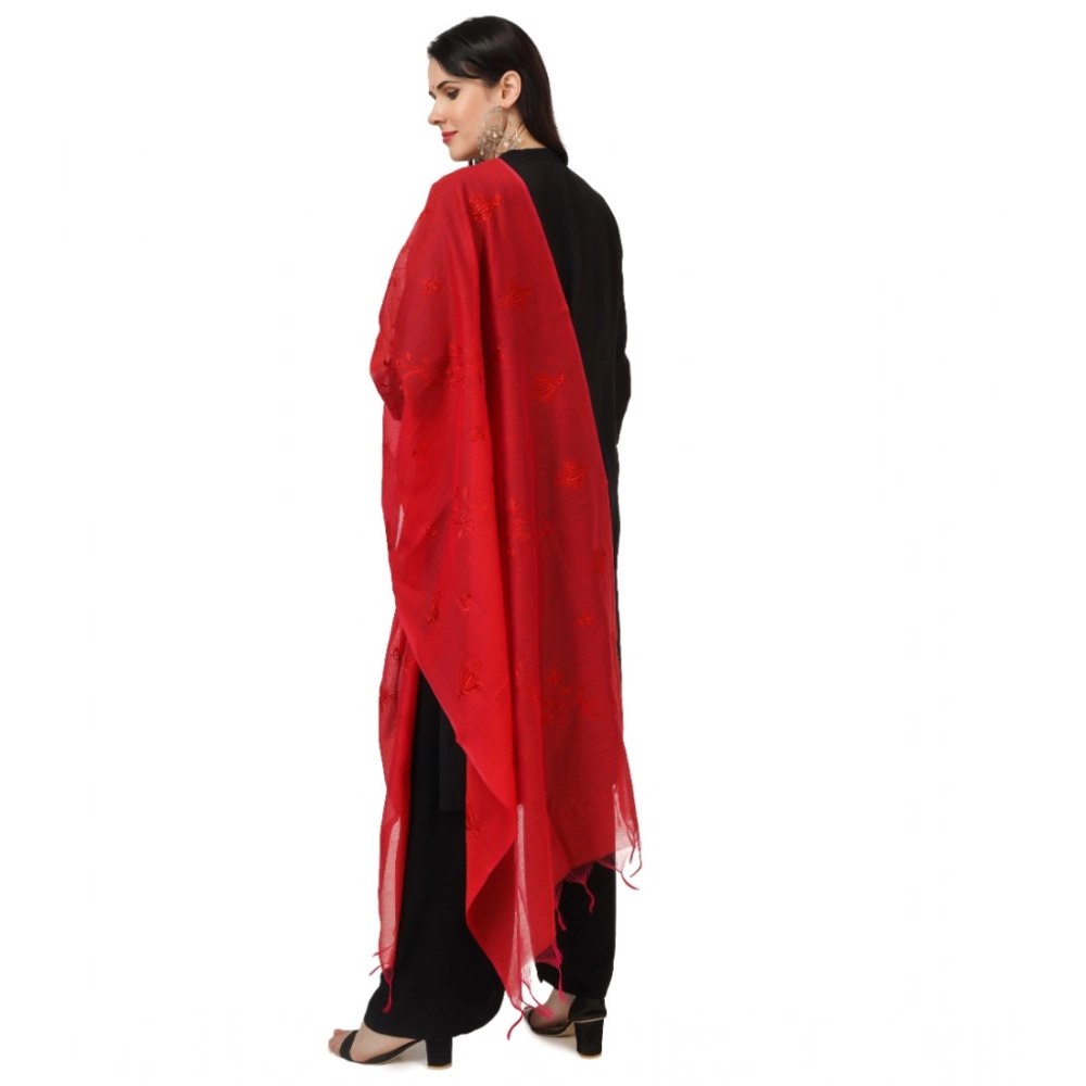 Women's Cotton Embroidered Dupatta (Red, Length: 2.25 to 2.50 Mtr) - Image 2