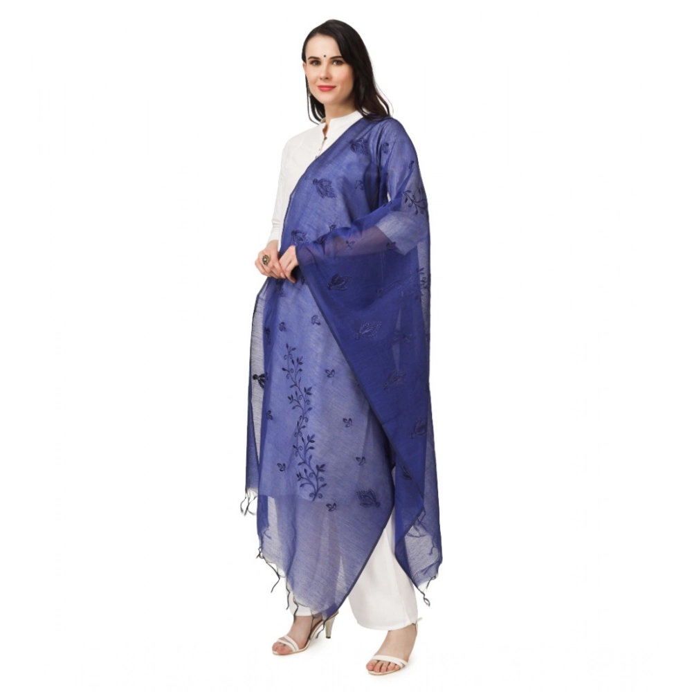Women's Cotton Embroidered Dupatta (Blue, Length: 2.25 to 2.50 Mtr) - Image 2