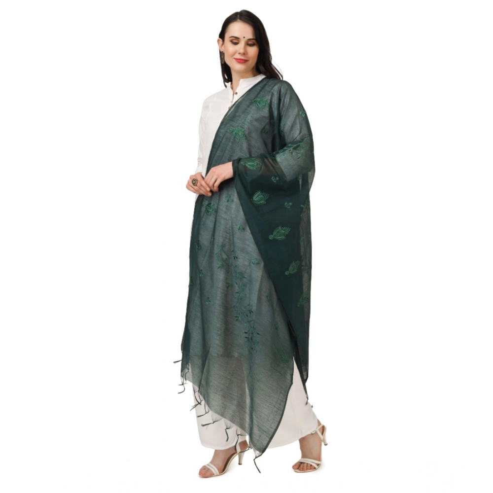 Women's Cotton Embroidered Dupatta (Green, Length: 2.25 to 2.50 Mtr) - Image 2