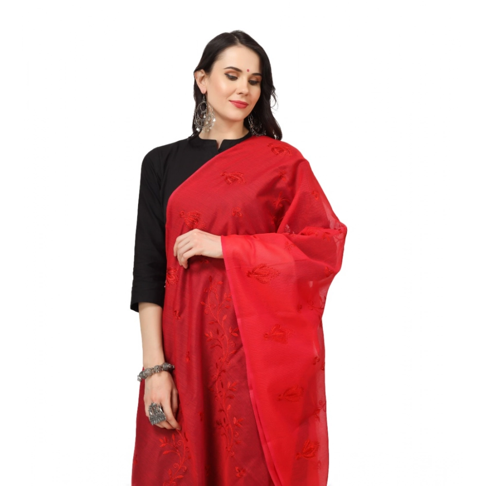 Women's Cotton Embroidered Dupatta (Red, Length: 2.25 to 2.50 Mtr) - Image 4