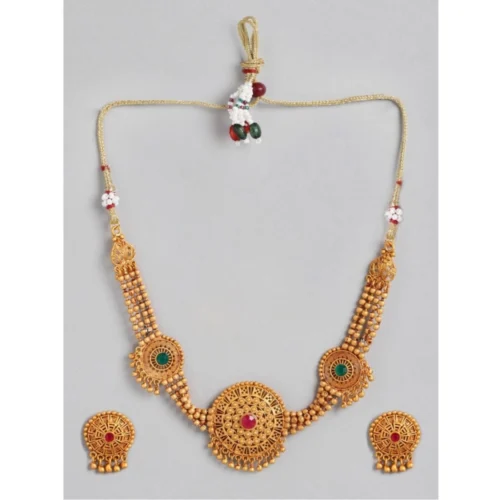 Women's Rose Gold Plated Alloy Necklace & Earings Set (Multicolor)