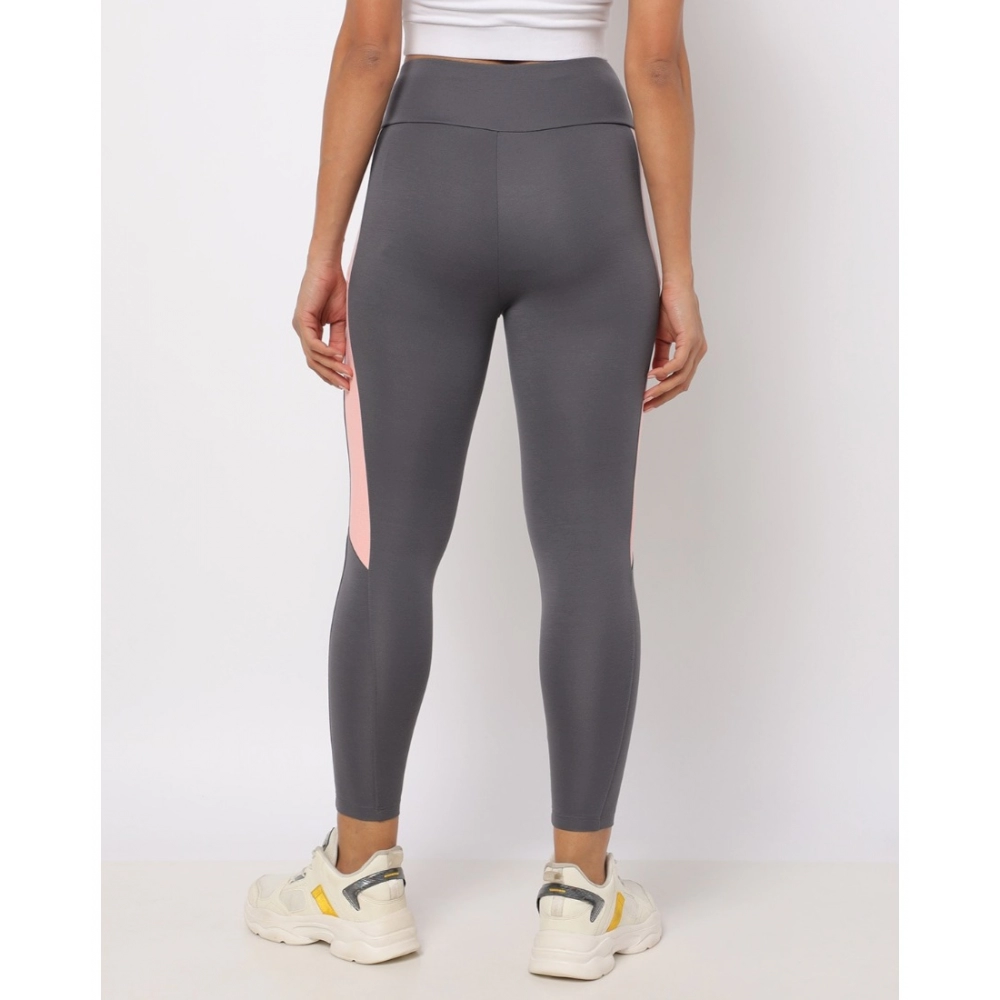Women's Polyster Solid Sport Leggings (Grey) - Image 2