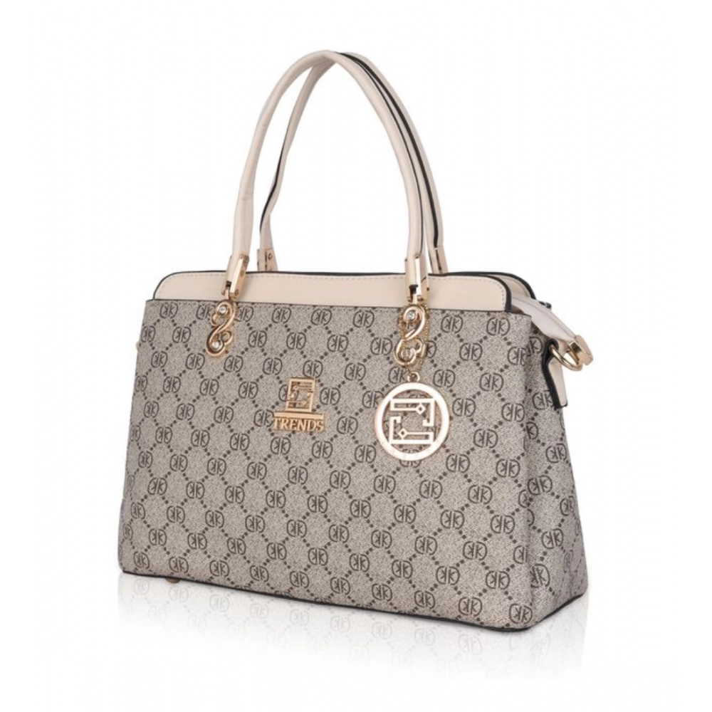 Women's Faux Leather Printed Handbag (Beige) - Image 2