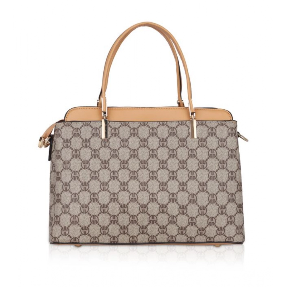 Women's Faux Leather Printed Handbag (Camel) - Image 4
