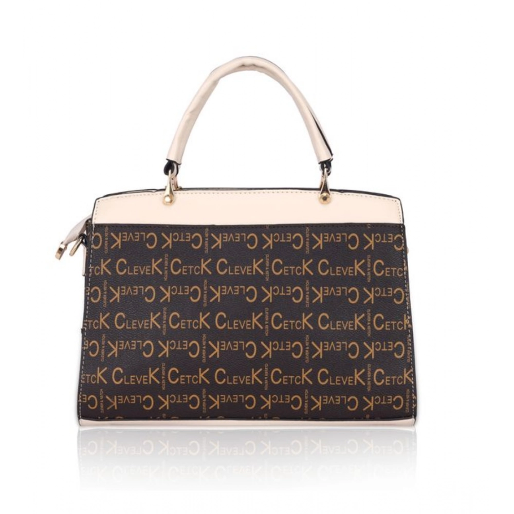 Women's Faux Leather Printed Handbag (Beige) - Image 2