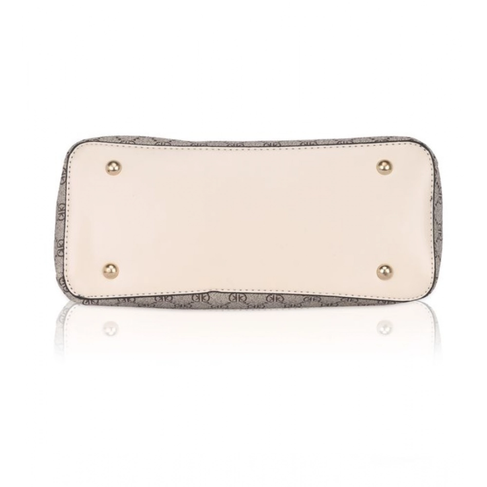 Women's Faux Leather Printed Handbag (Beige) - Image 5