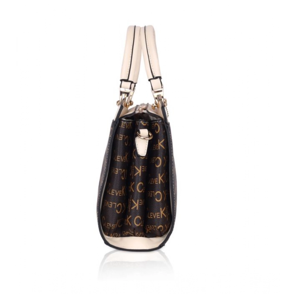 Women's Faux Leather Printed Handbag (Beige) - Image 5