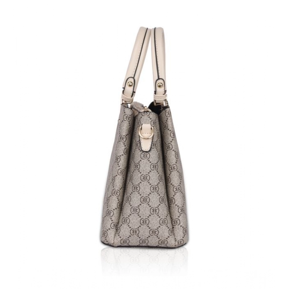 Women's Faux Leather Printed Handbag (Beige) - Image 3