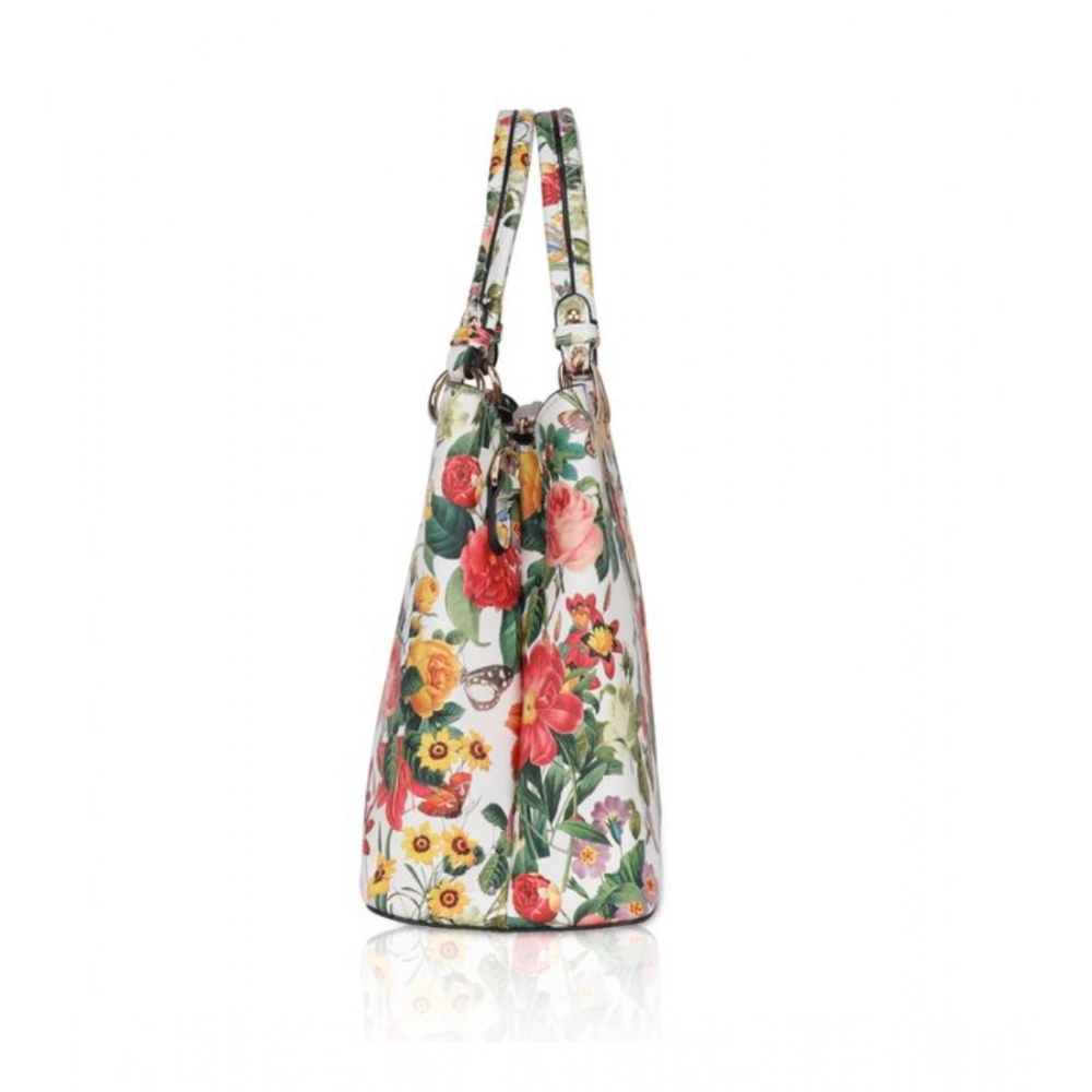 Generic Women's Faux Leather Printed Handheld Bag (White Orang) - Image 3