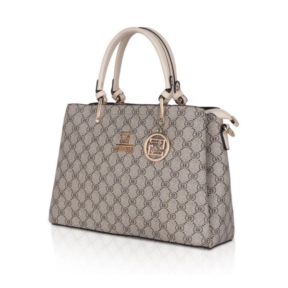 Women's Faux Leather Printed Handbag (Beige) - Image 2