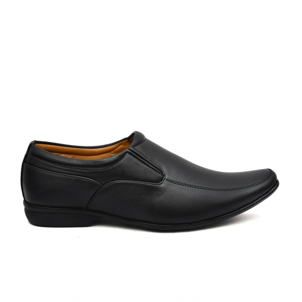 Men's Faux Leather Formal Shoes (Black) - Image 4