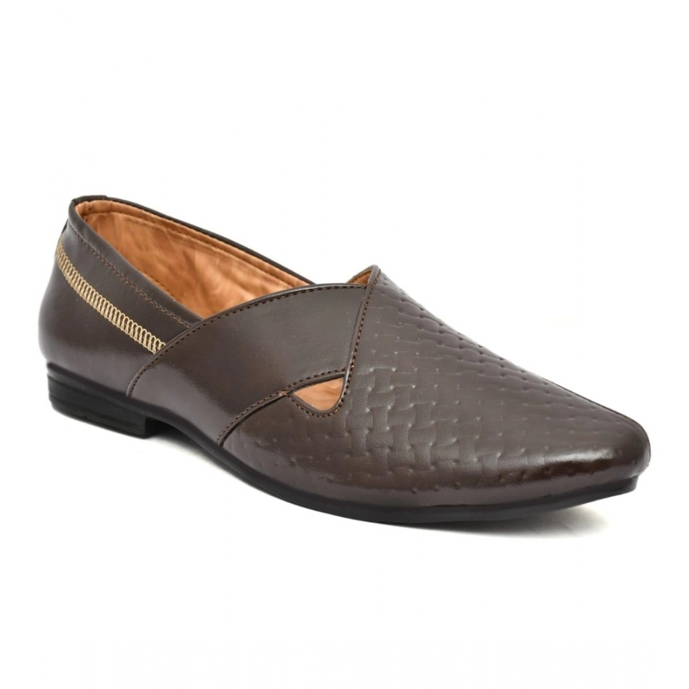 Men's Faux Leather Formal Shoes (Brown) - Image 2