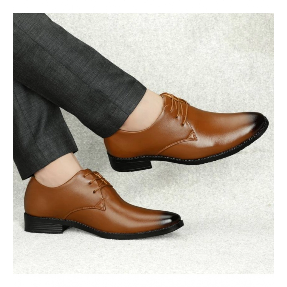 Men's Faux Leather Formal Shoes (Tan) - Image 4