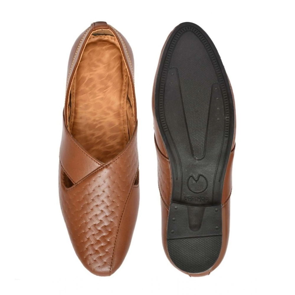 Men's Faux Leather Formal Shoes (Tan) - Image 2