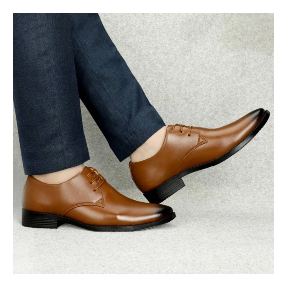 Men's Faux Leather Formal Shoes (Tan) - Image 2
