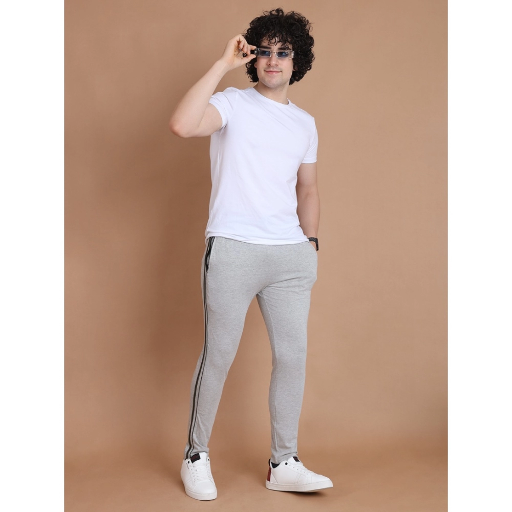 Men's Casual Cotton Striped Full Length Track Pant (Greymelange) - Image 2