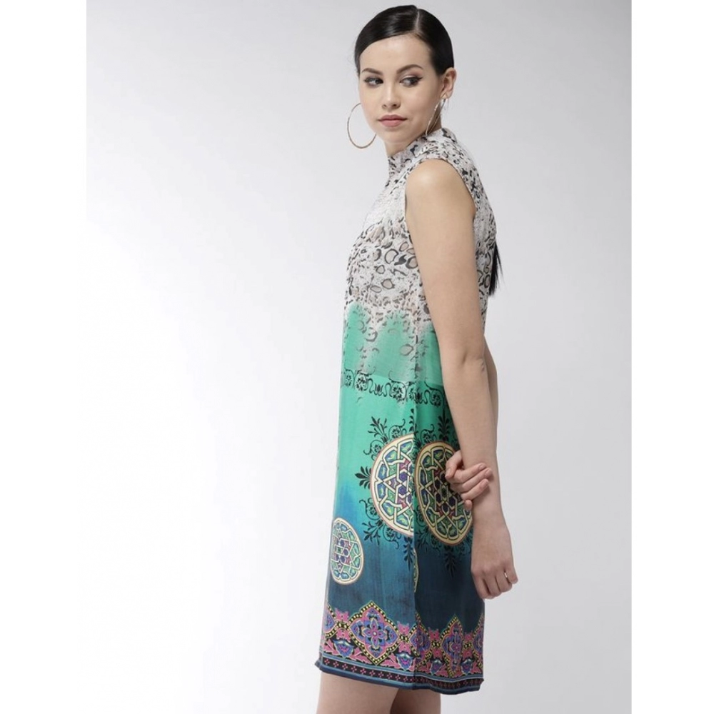 Women's Polyester Printed Sleeveless Above Knee Dress (Multicolor) - Image 5