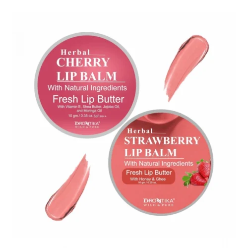 Unisex Herbal Dark And Chapped Lips Cherry & Strawberry Lip Balm Pack Of 2  (10gm)
