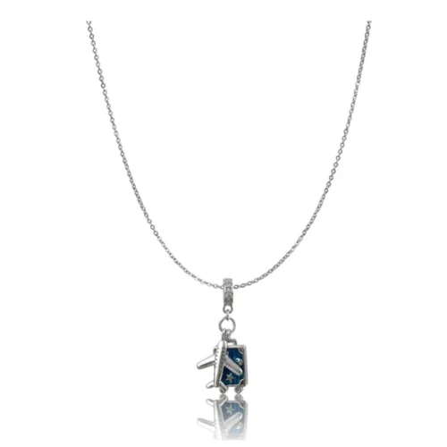 Women's Stainless Steel Airplane Design Pendent Delicate Chain (Silver Plated)